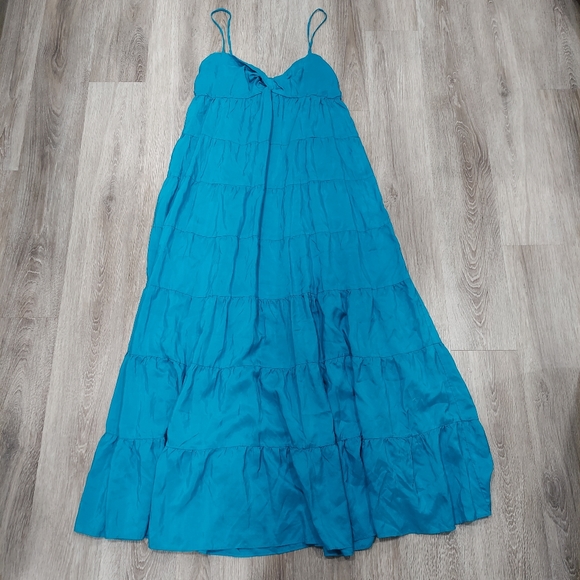 Ann Taylor Silk Blue Tiered Maxi Dress - Picture 3 of 7